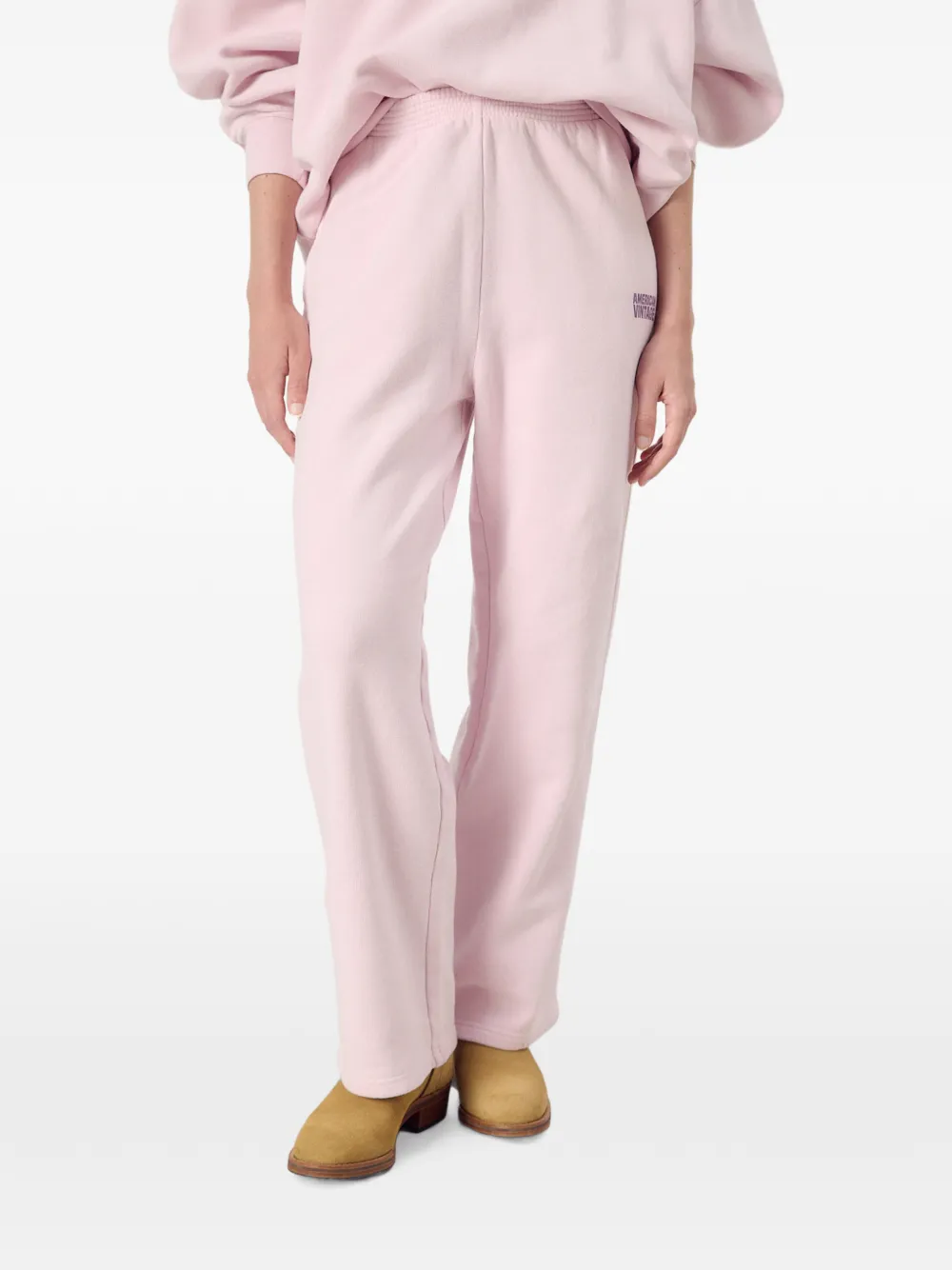 American Vintage Plizzy trainingsbroek met logo-patch Roze