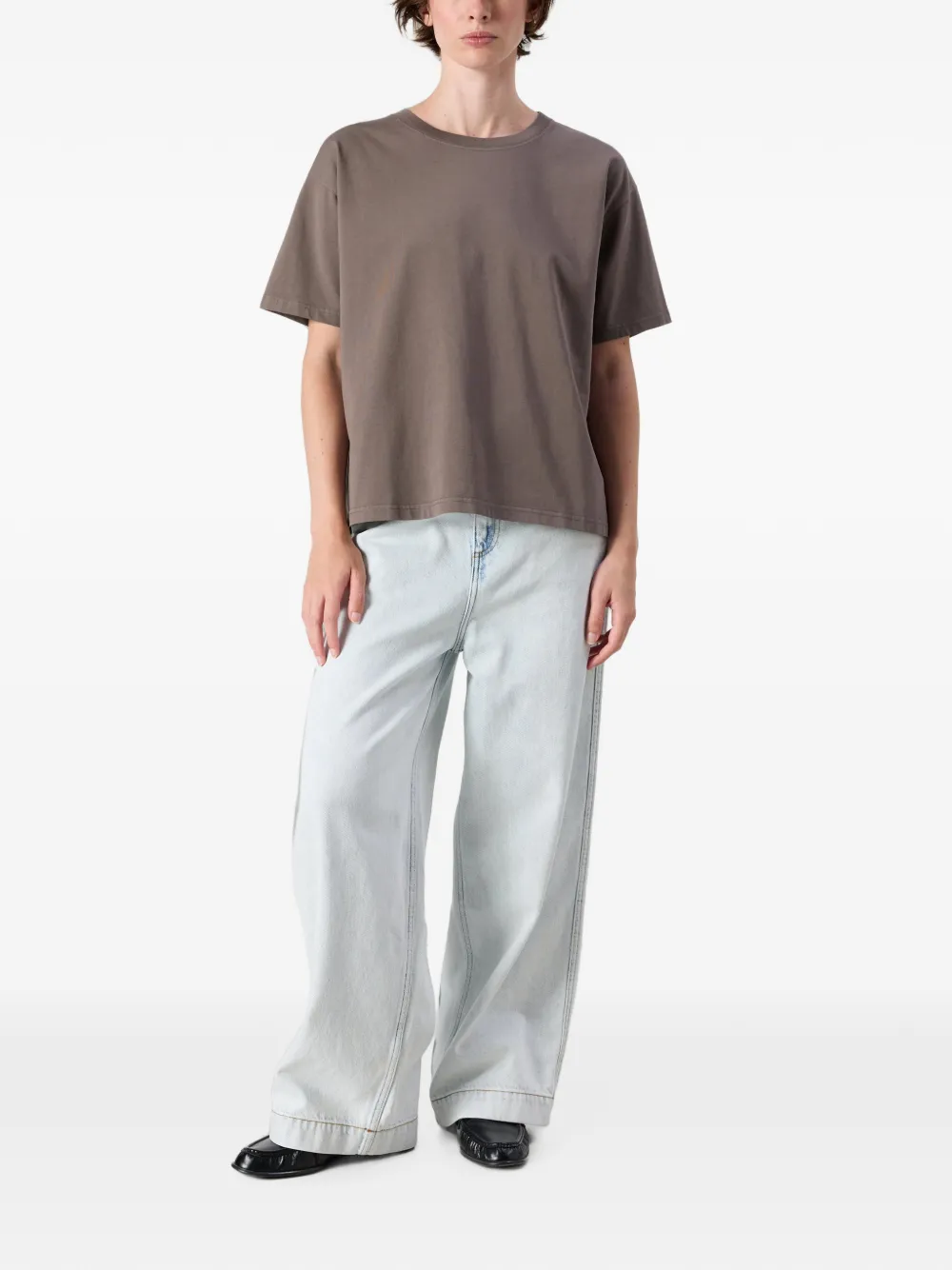 American Vintage Fizvalley straight T-shirt met korte mouwen Bruin