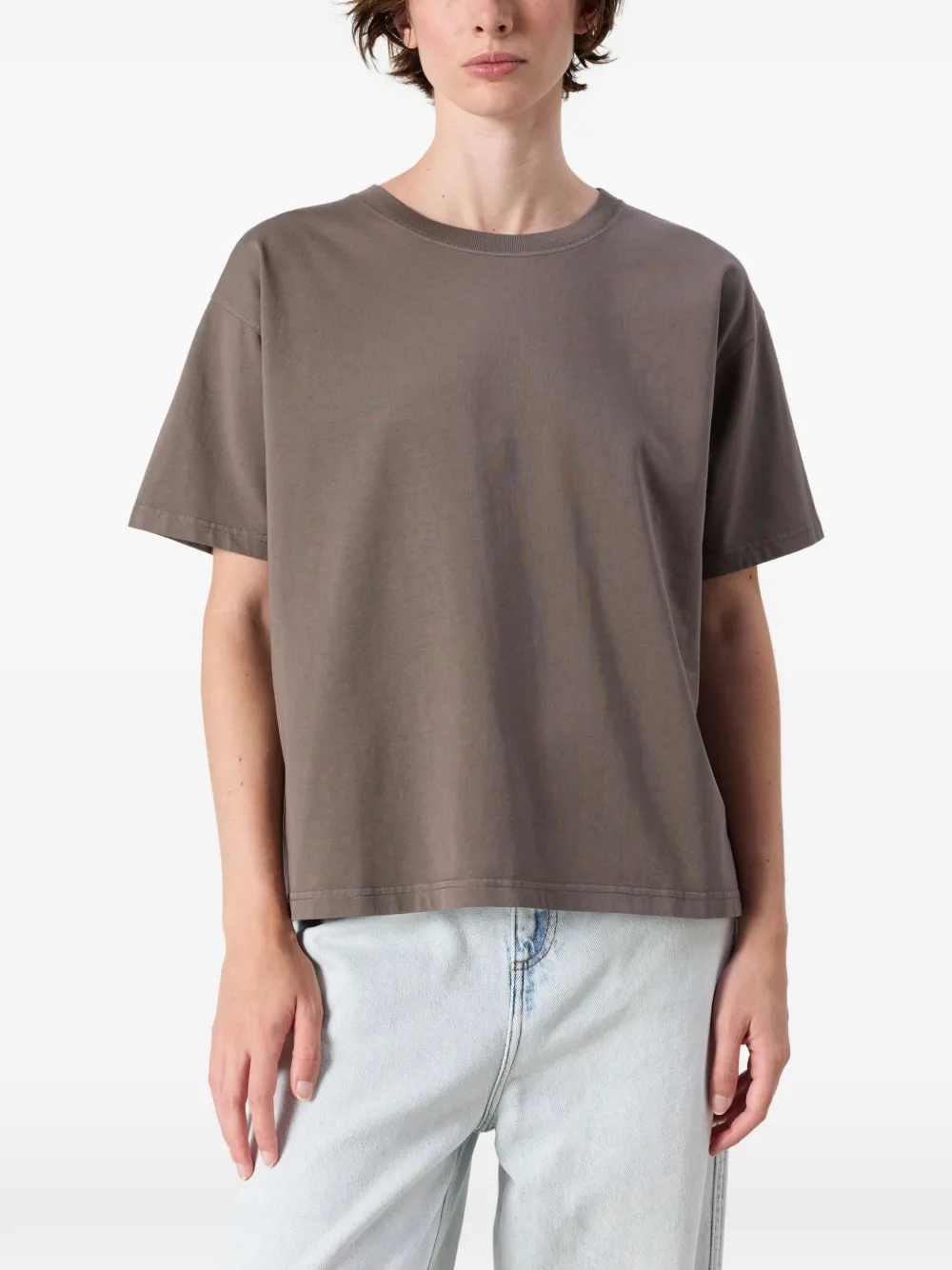 American Vintage Fizvalley straight T-shirt met korte mouwen Bruin