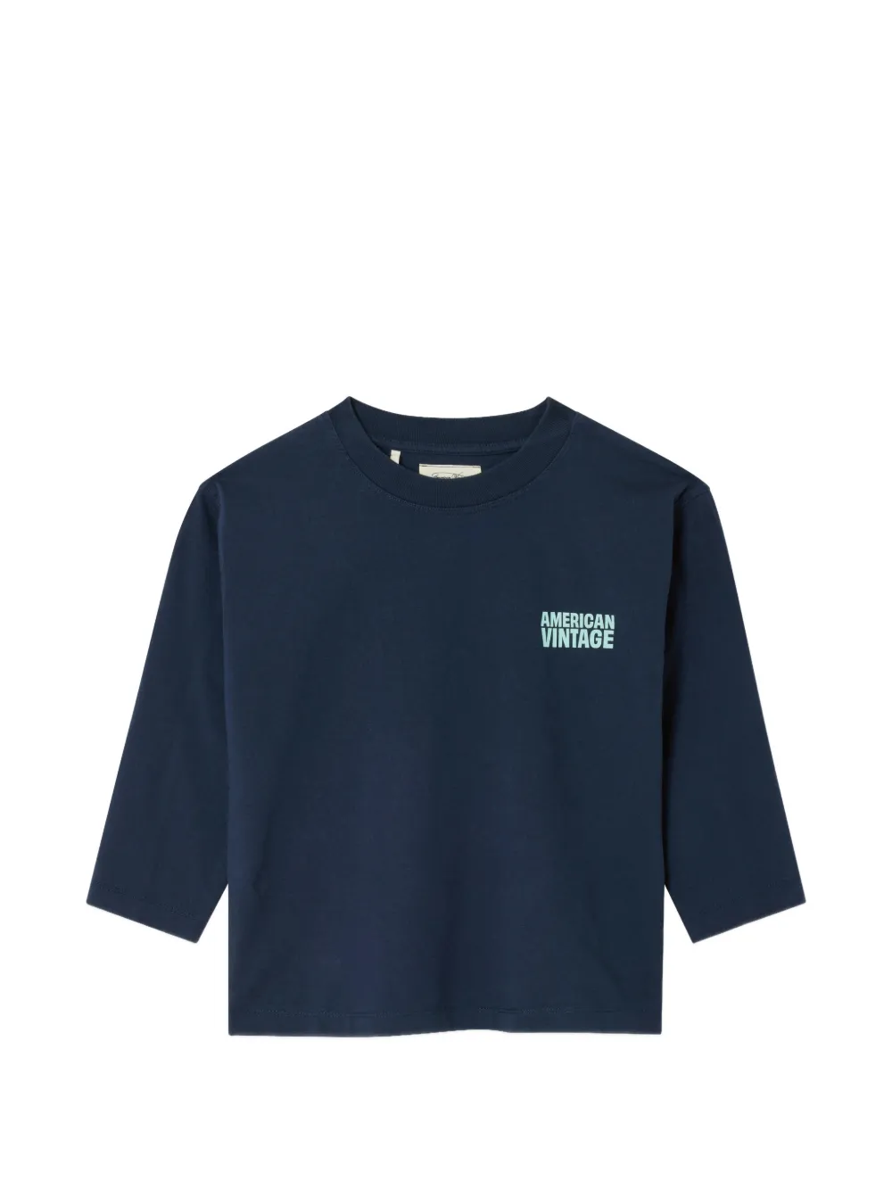 American Vintage Kids Gixy logo-print T-shirt - Blu