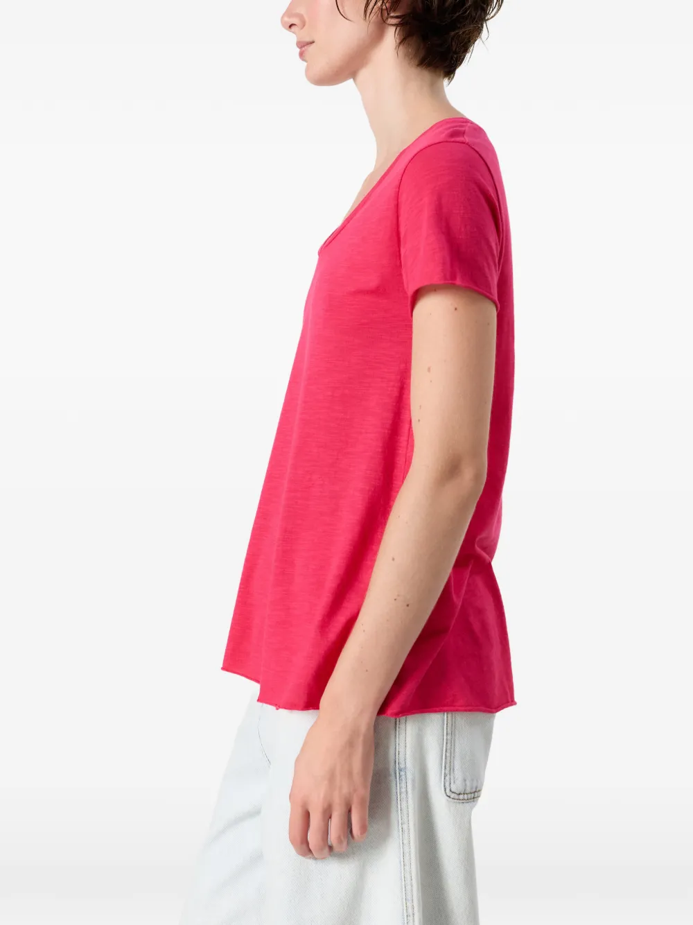 American Vintage Jacksonville T-shirt met V-hals Roze