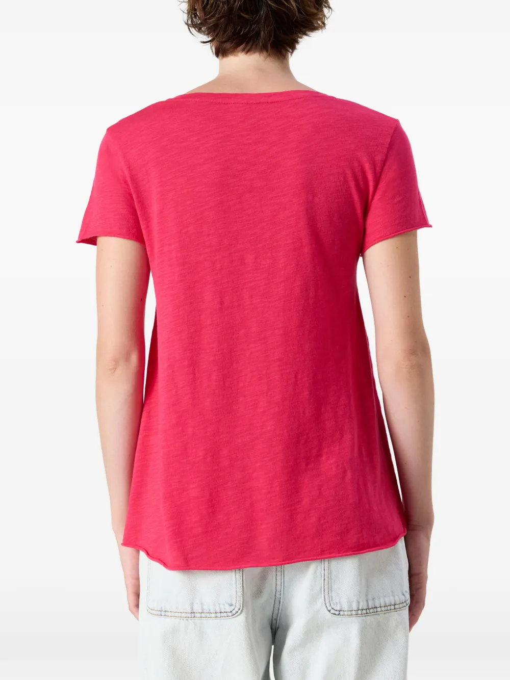 American Vintage Jacksonville T-shirt met V-hals Roze
