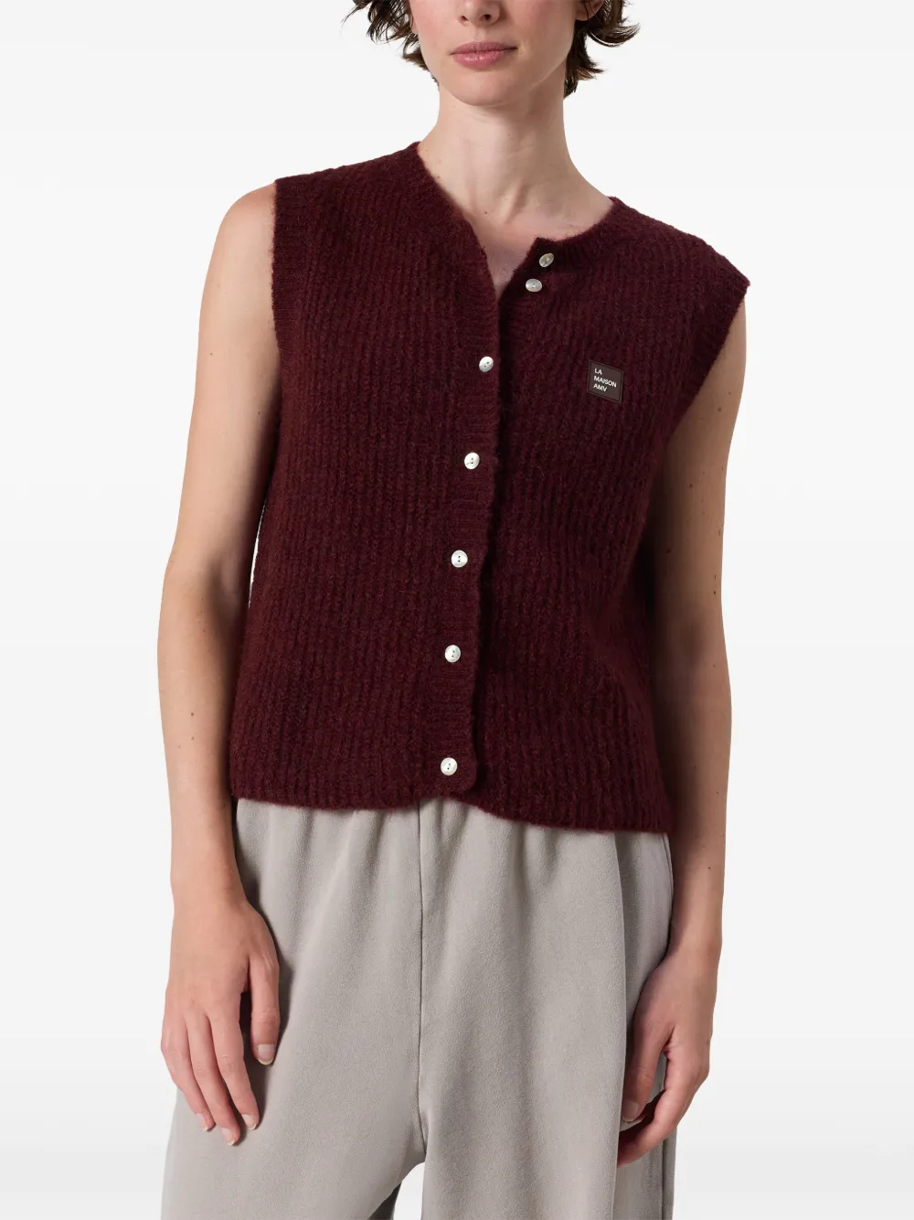 American Vintage Mouwloos vest met knopen Rood