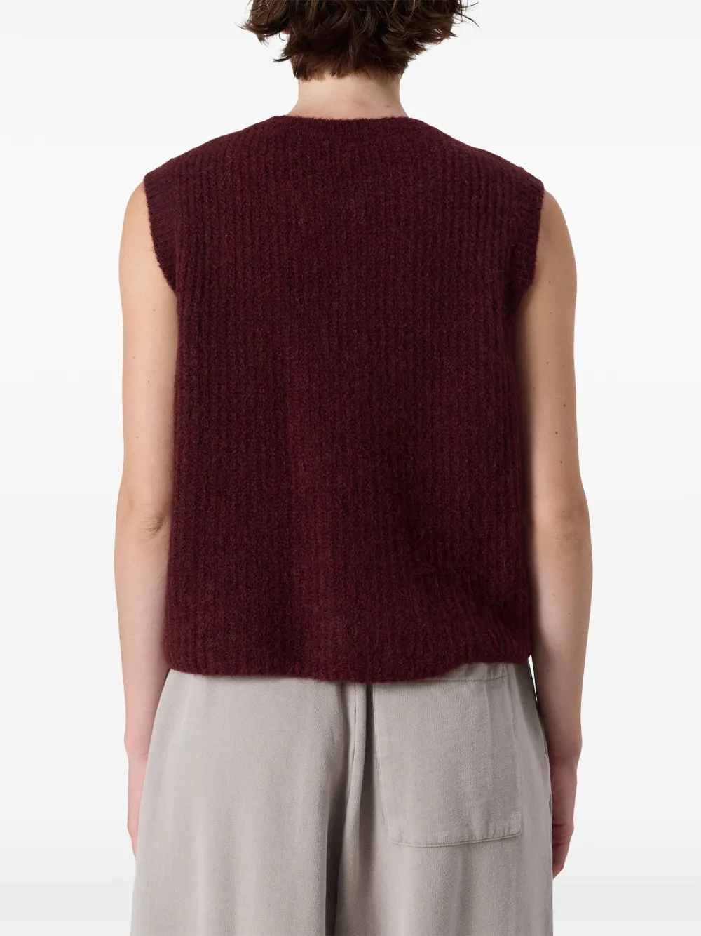 American Vintage Mouwloos vest met knopen Rood