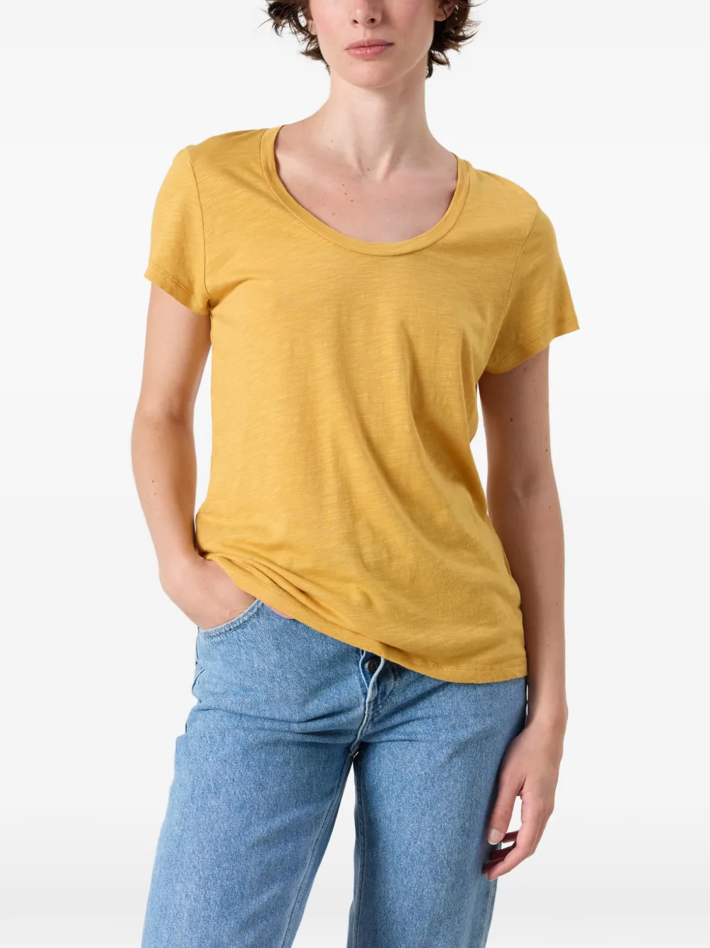 American Vintage Jacksonville T-shirt met katoenen slub Geel