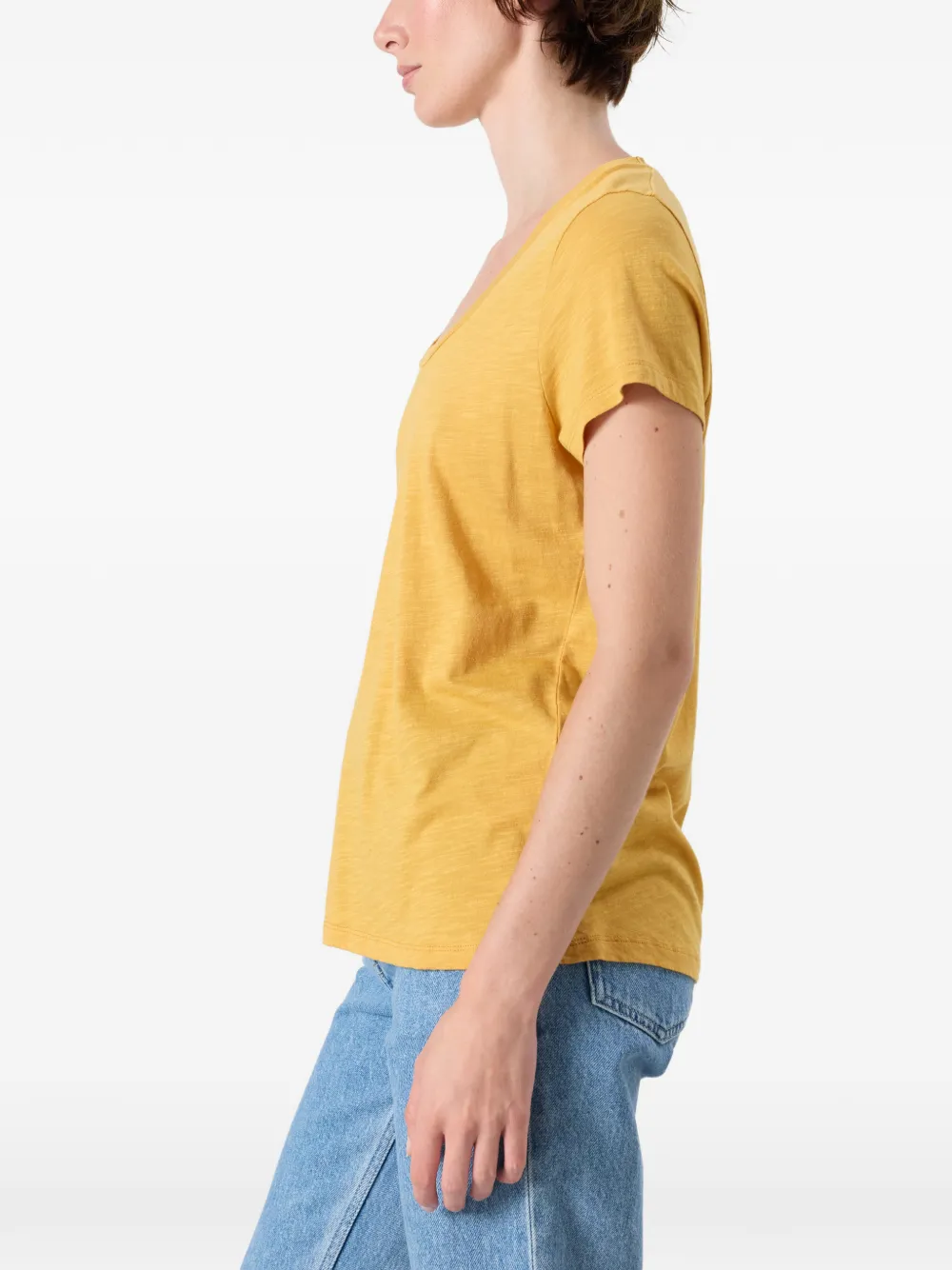 American Vintage Jacksonville T-shirt met katoenen slub Geel