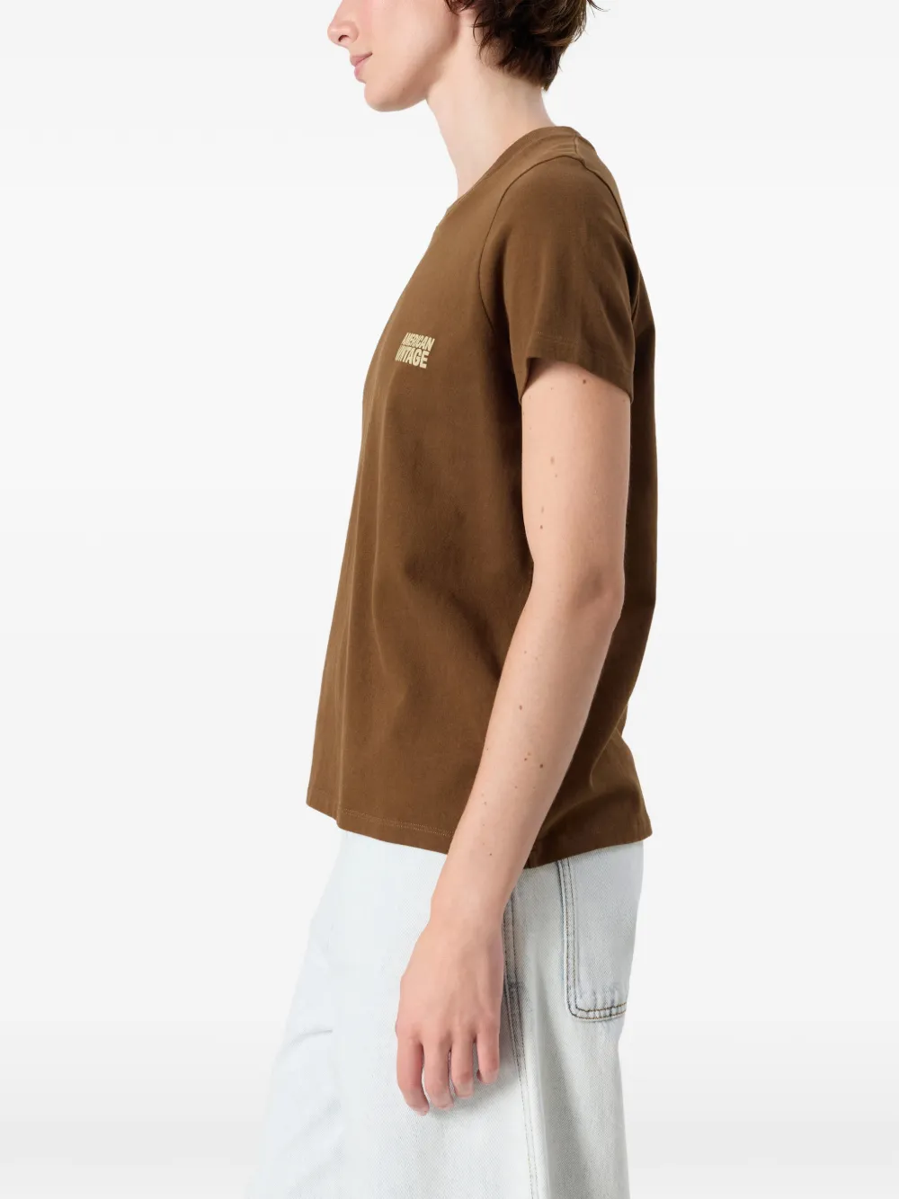 American Vintage Ykobow T-shirt met logoprint Bruin