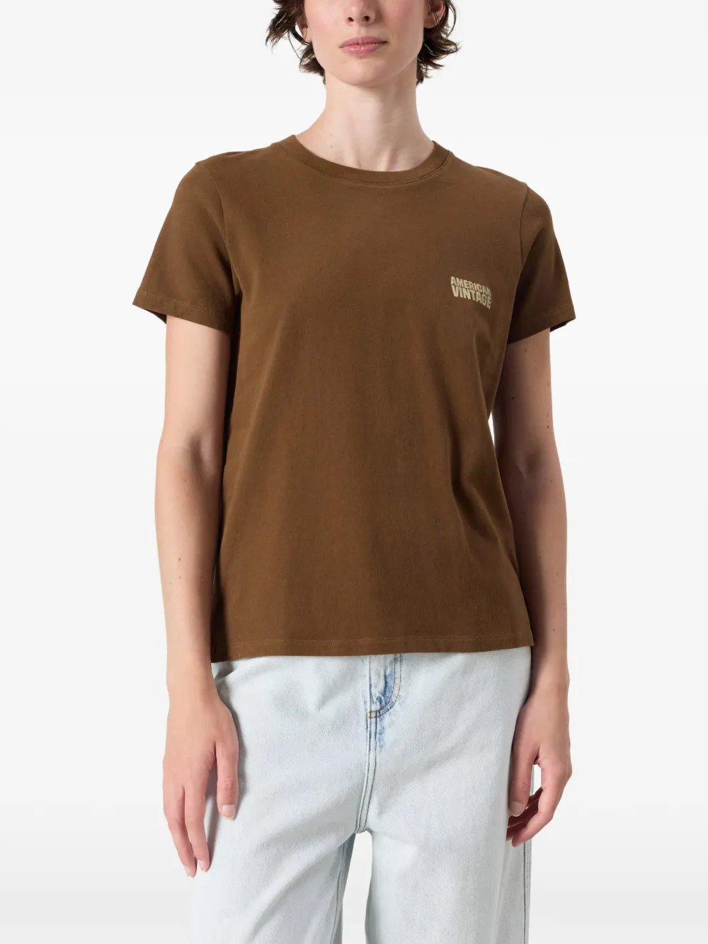 American Vintage Ykobow T-shirt met logoprint Bruin
