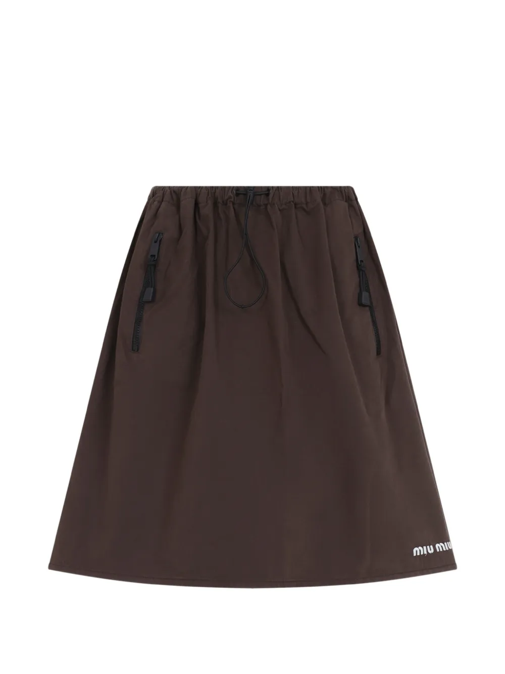Miu Miu logo-print drawstring midi skirt - Braun