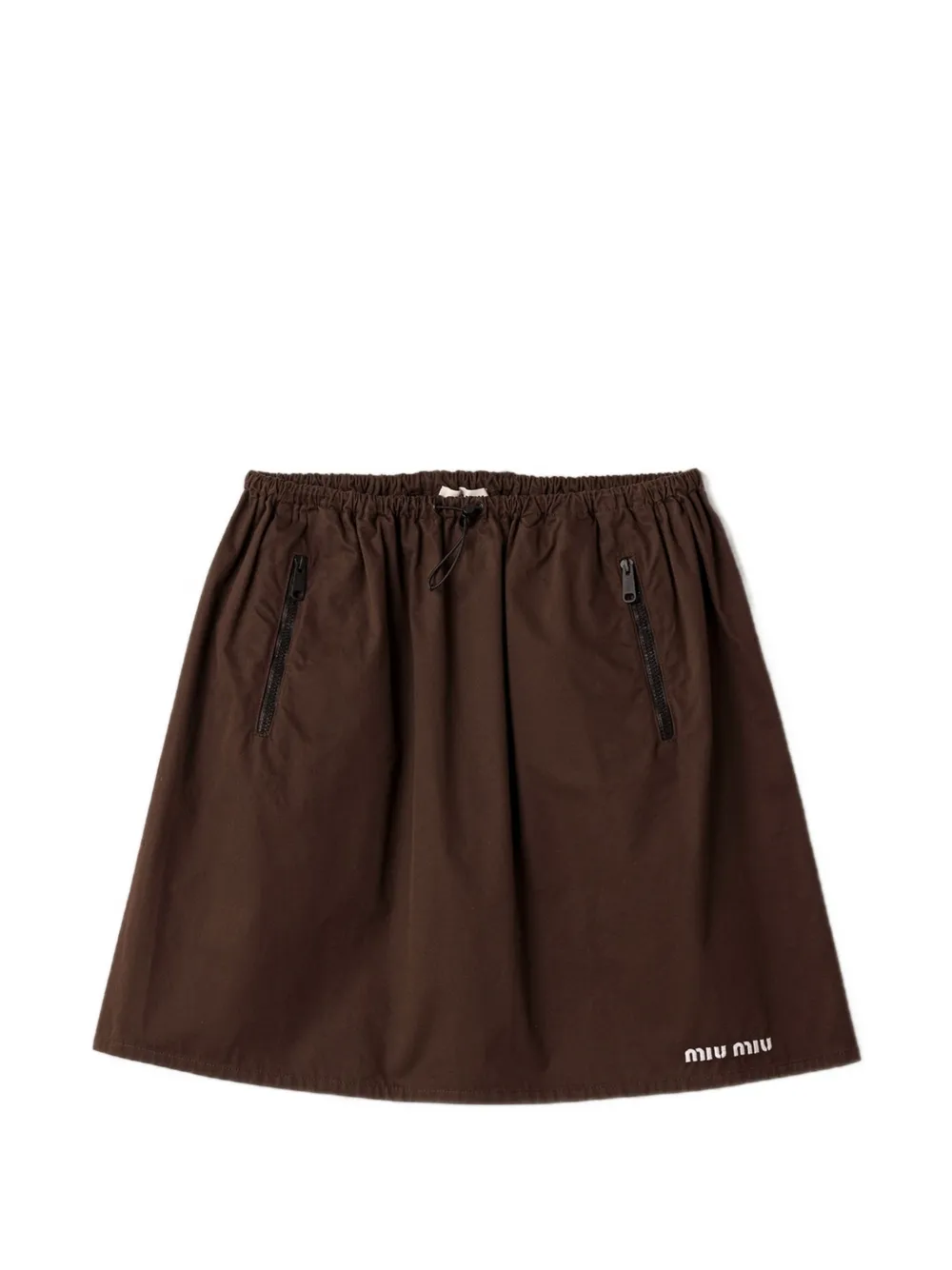 Miu Miu logo-print drawstring midi skirt - Marrone