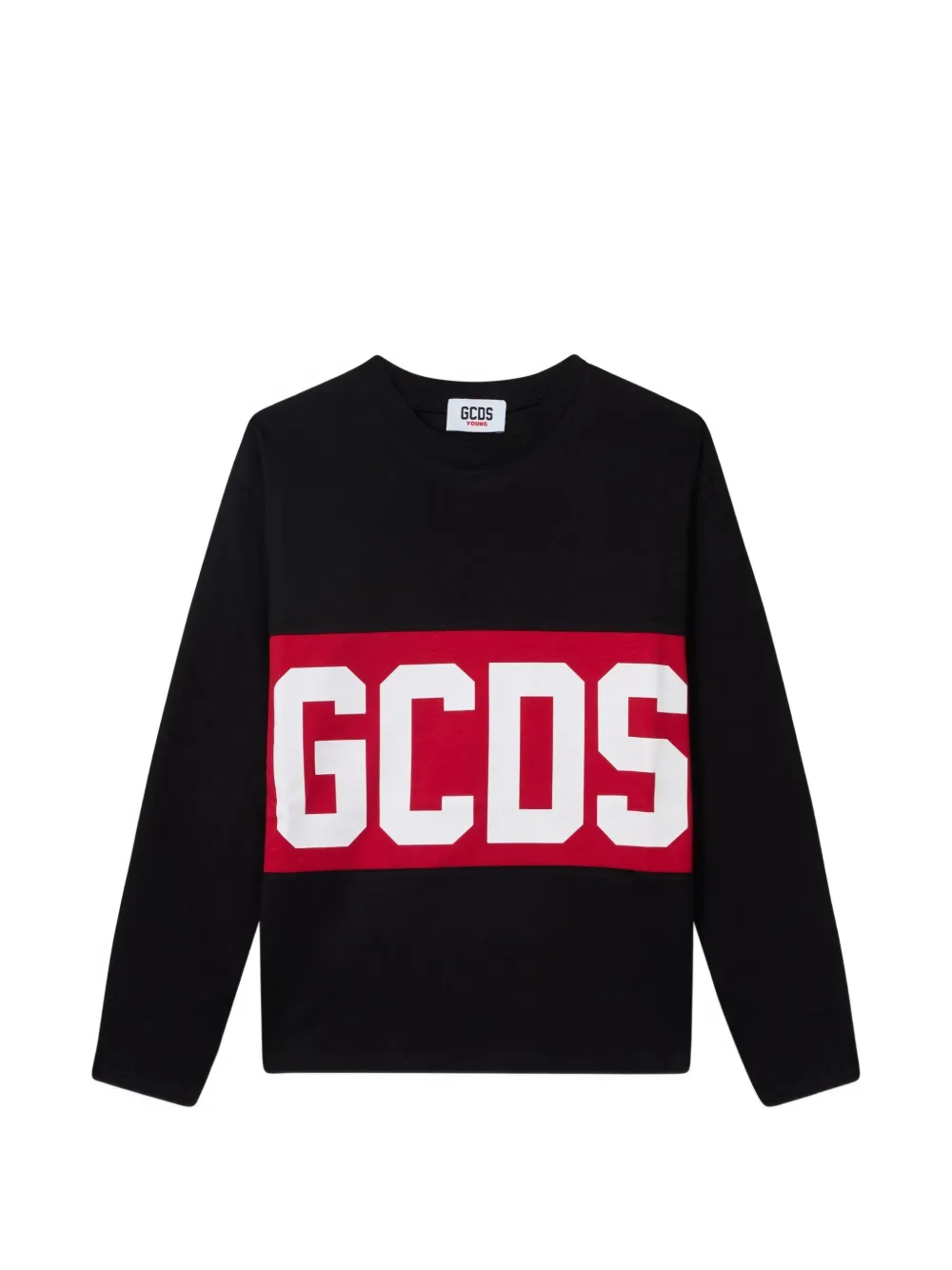 Gcds Kids T-shirt a maniche lunghe con logo - Nero