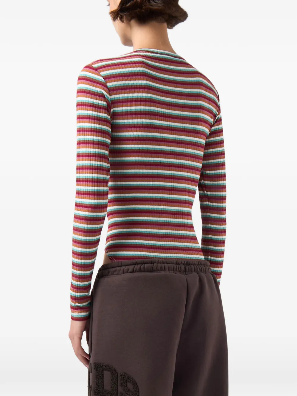 GCDS Gestreepte ribgebreide body Rood