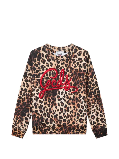 GCDS leopard-print cropped sweater
