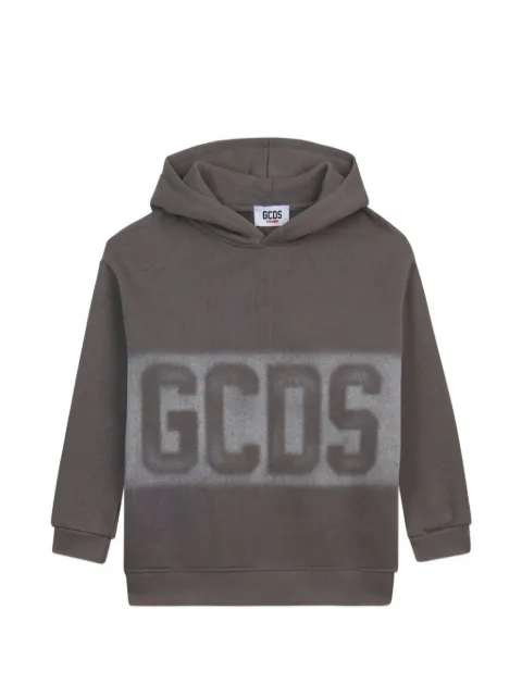 Gcds Kids logo-print spray-effect hoodie