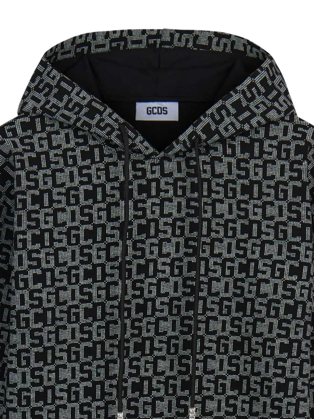 GCDS Hoodie met monogramprint en trekkoord Grijs
