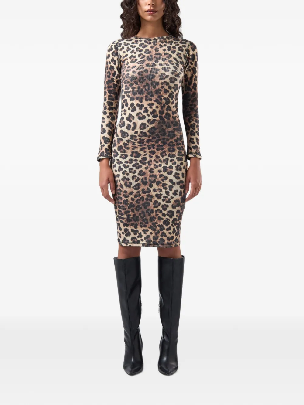 GCDS Midi-jurk met luipaardprint Bruin
