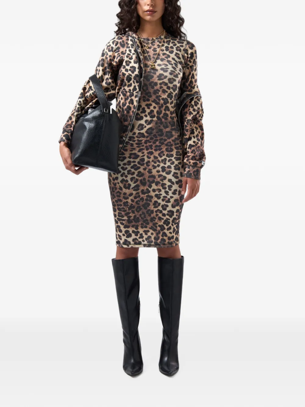 GCDS Midi-jurk met luipaardprint Bruin