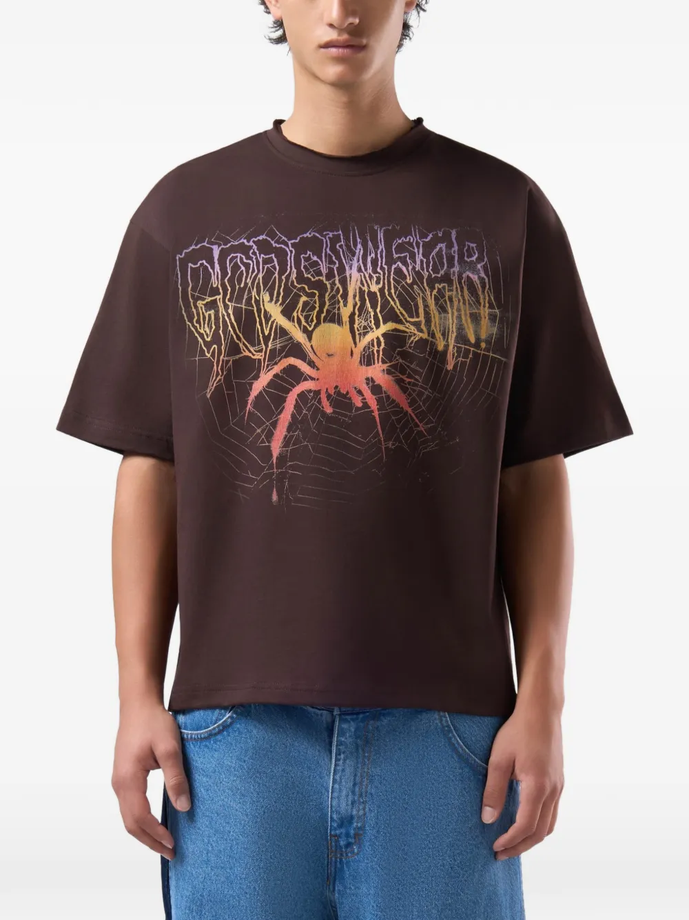 GCDS Boxy T-shirt met grafische print Bruin