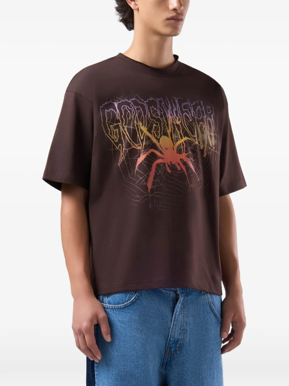 GCDS Boxy T-shirt met grafische print Bruin