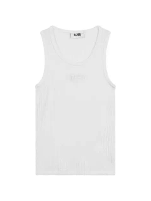 GCDS camiseta tejido de canalé con logo bordado