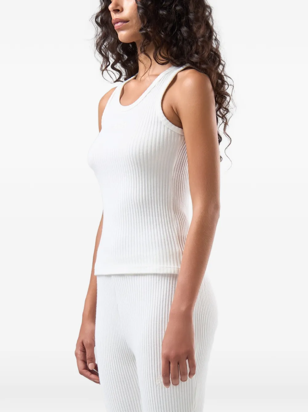 GCDS Ribgebreide tanktop met geborduurd logo Wit