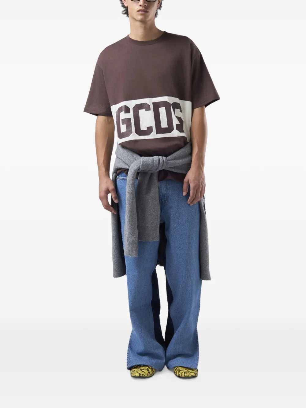 GCDS T-shirt met logoprint Bruin
