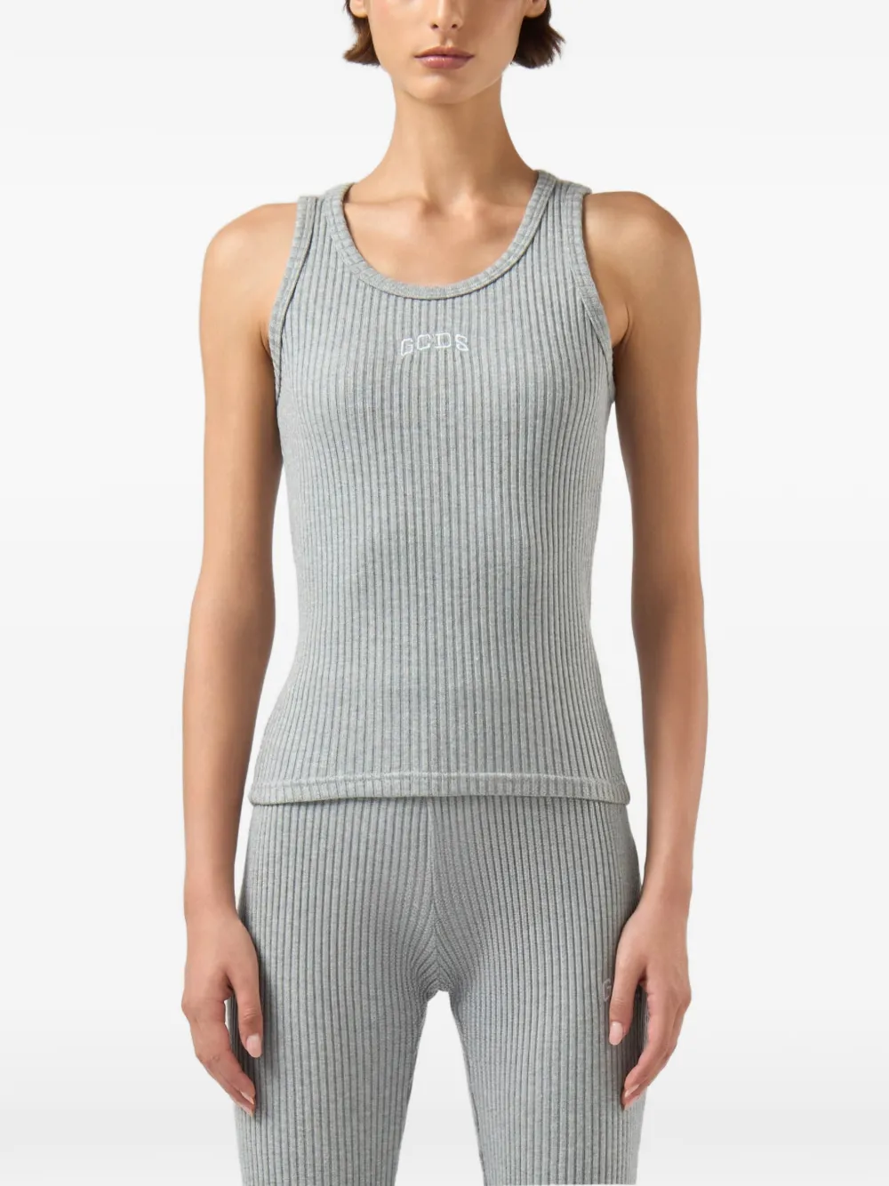 GCDS Tanktop met geborduurd logo Grijs