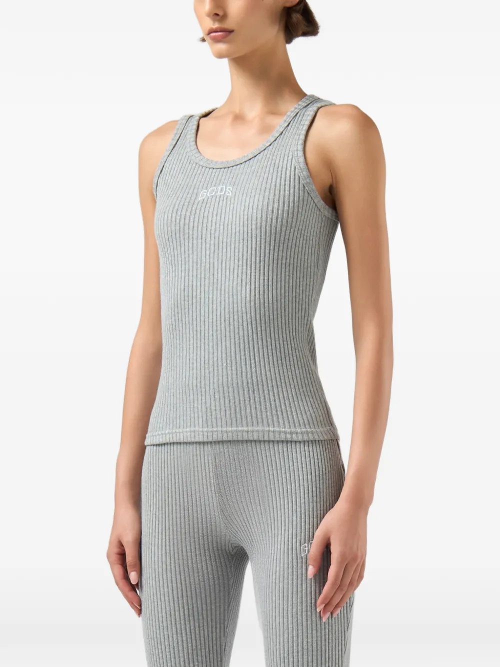 GCDS Tanktop met geborduurd logo Grijs