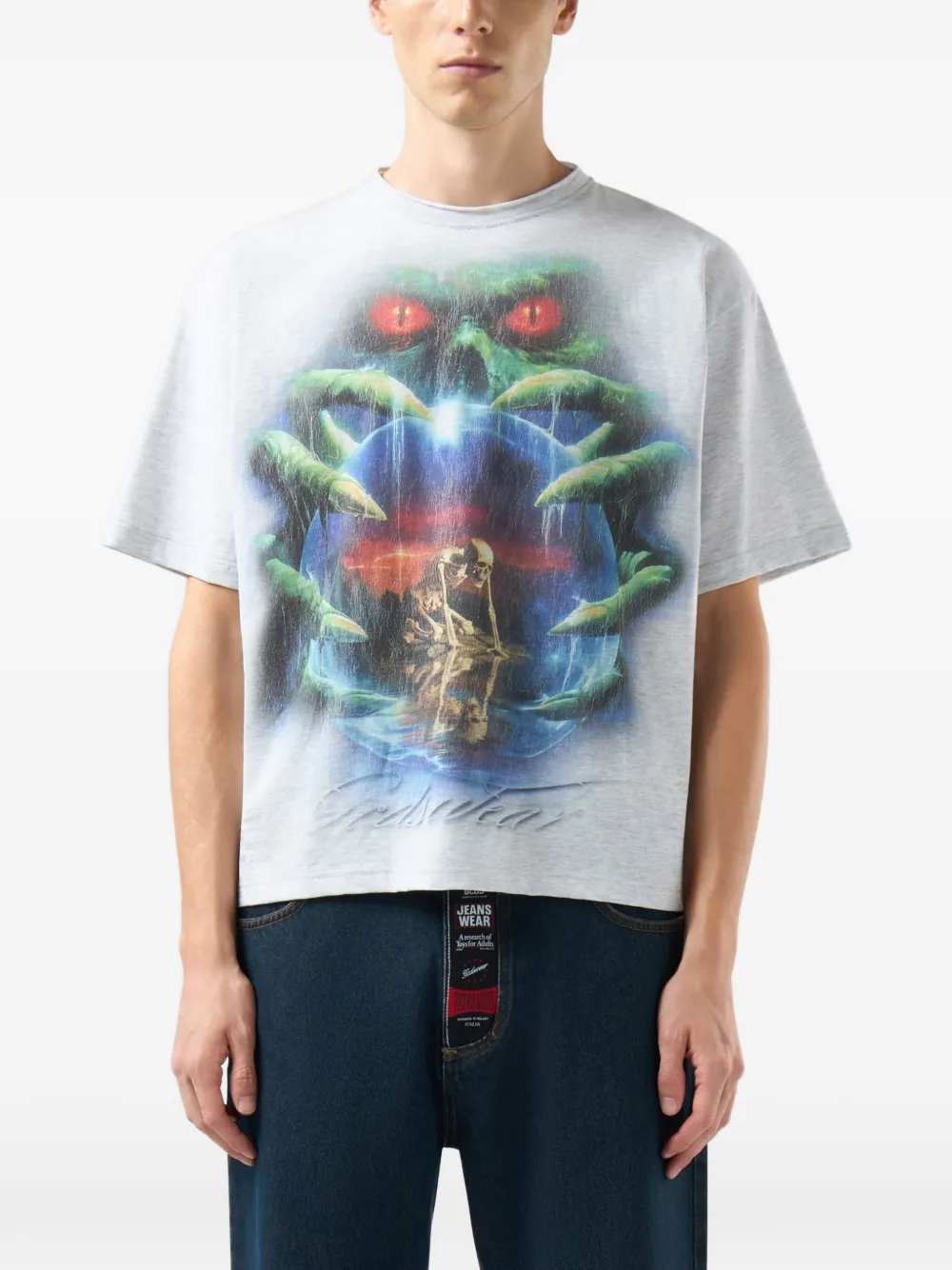GCDS T-shirt met grafische print Grijs