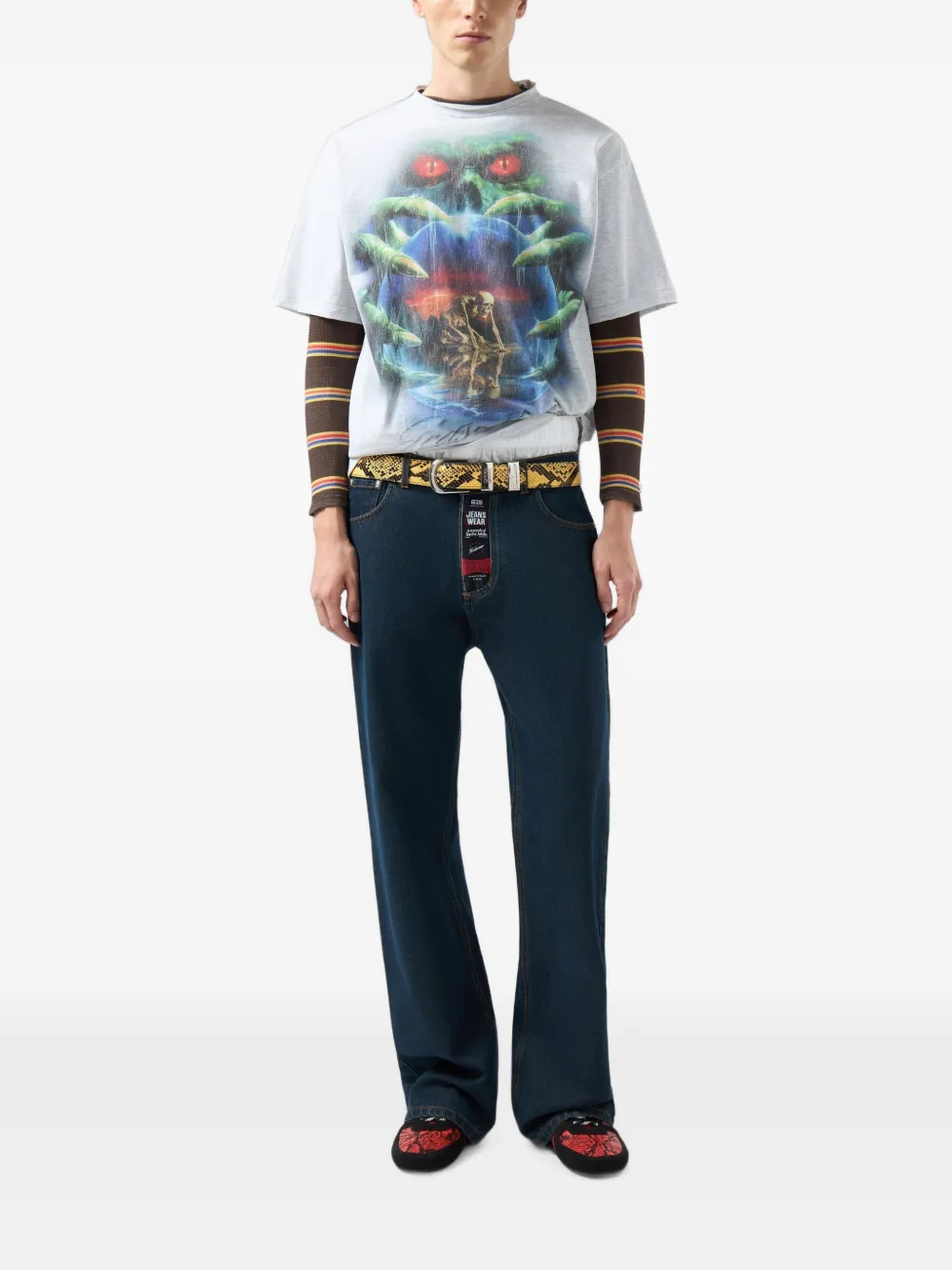 GCDS T-shirt met grafische print Grijs