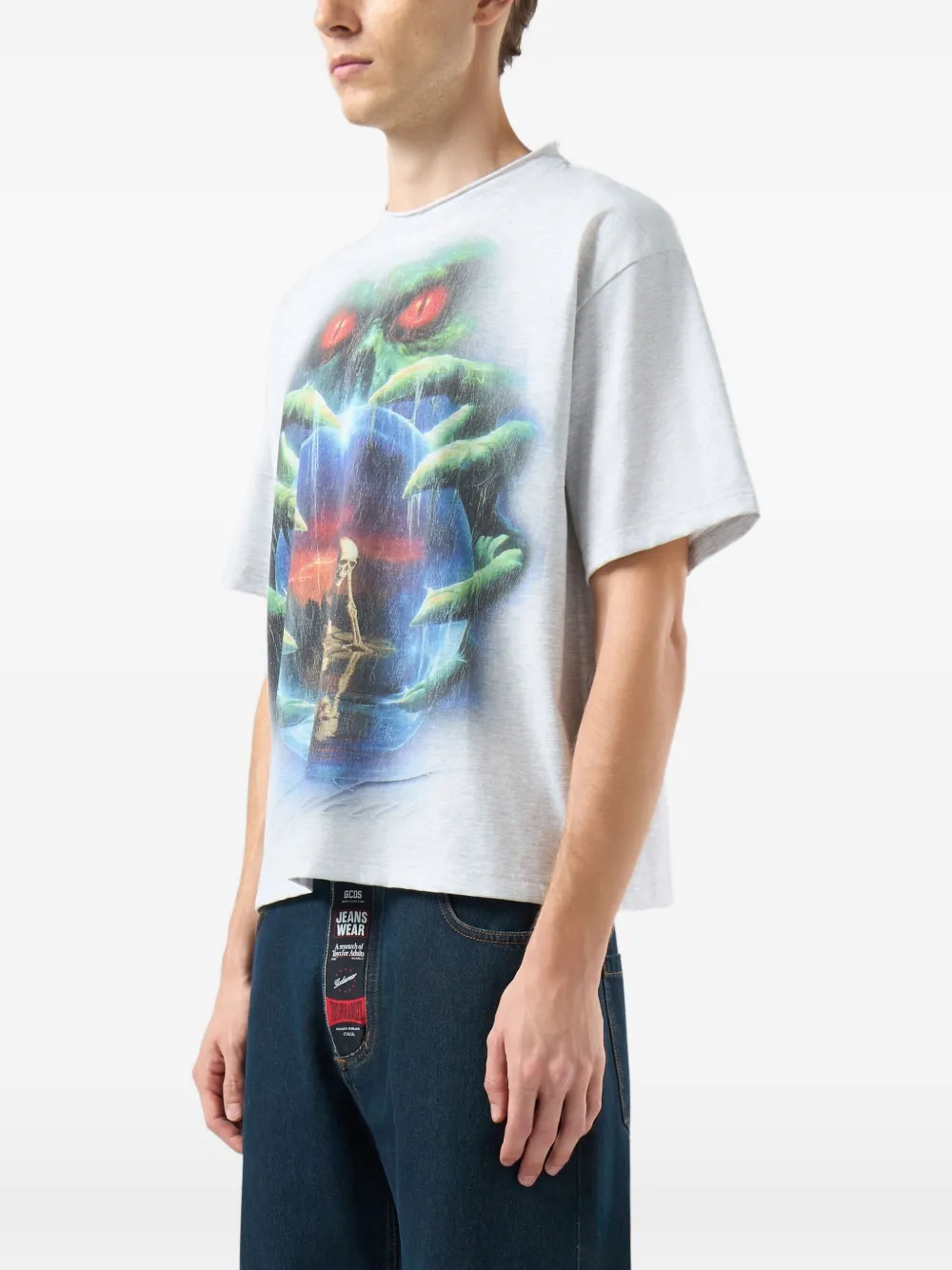 GCDS T-shirt met grafische print Grijs