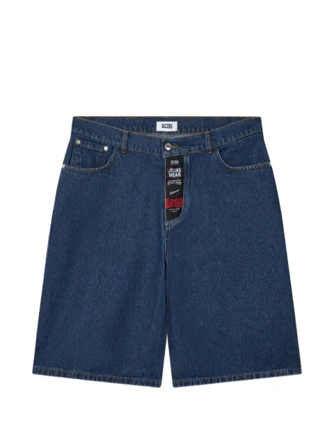 GCDS stone-washed logo-patch shorts