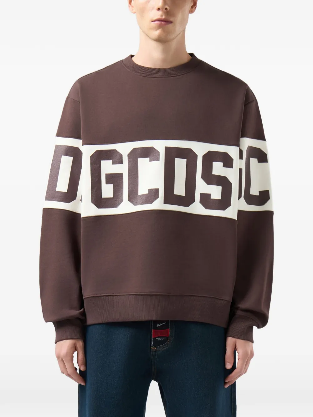 GCDS Sweater met logoprint Bruin
