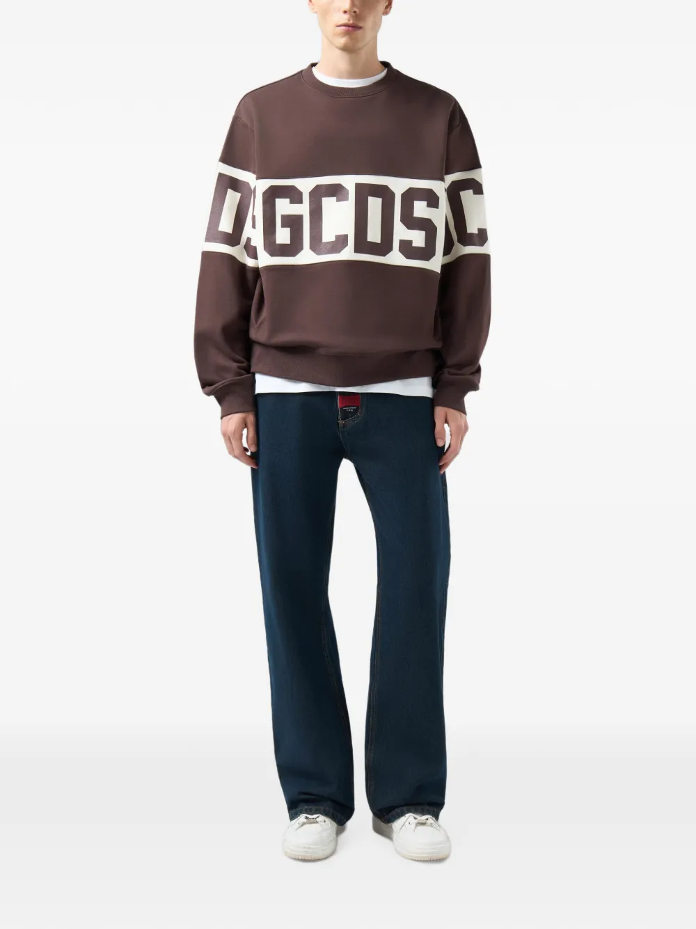 GCDS Sweater met logoprint Bruin