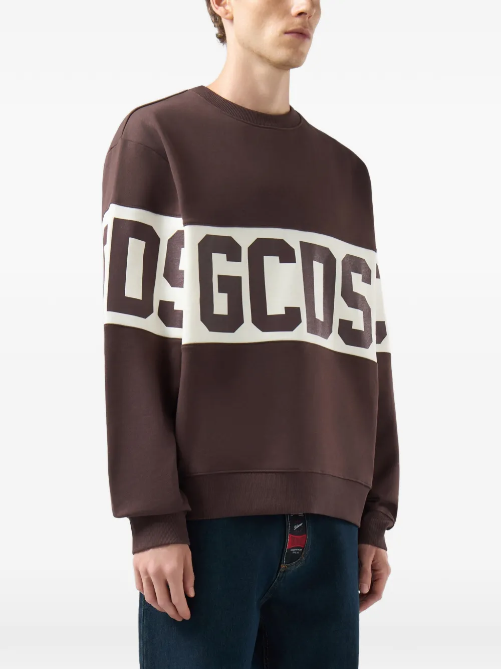 GCDS Sweater met logoprint Bruin