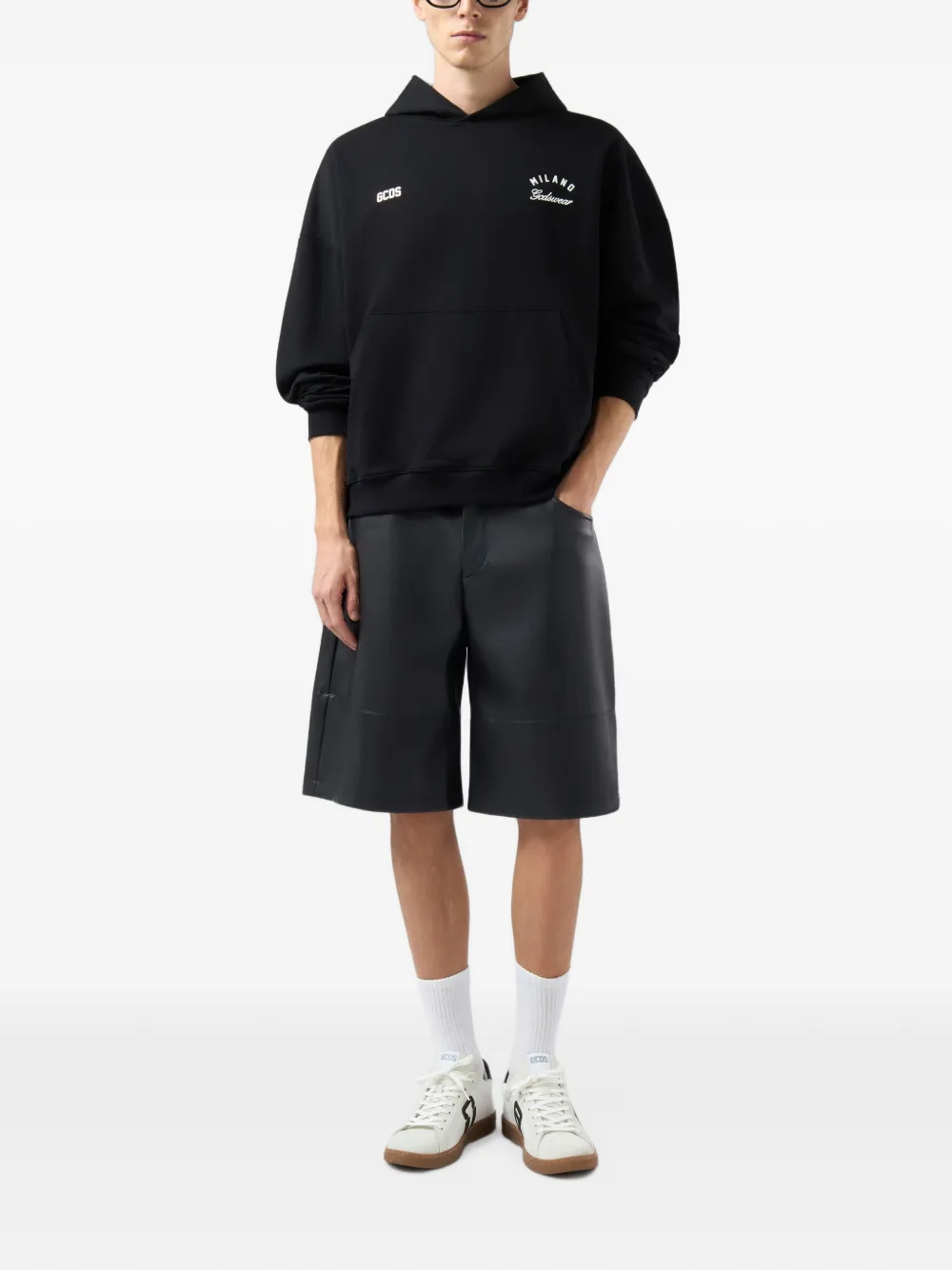 GCDS Hoodie met logoprint en trekkoord Zwart