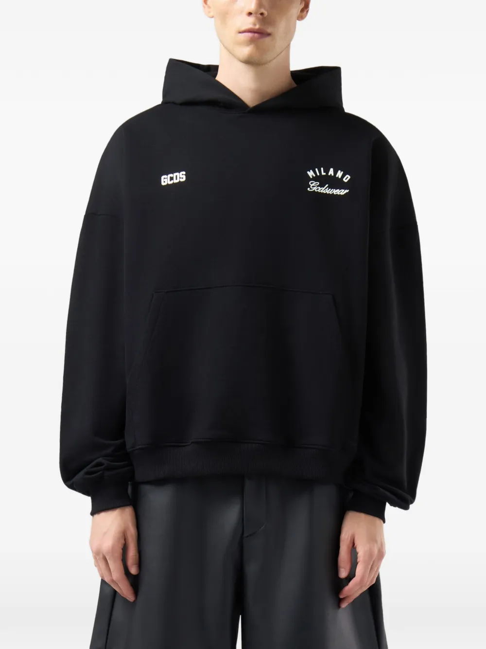 GCDS Hoodie met logoprint en trekkoord Zwart