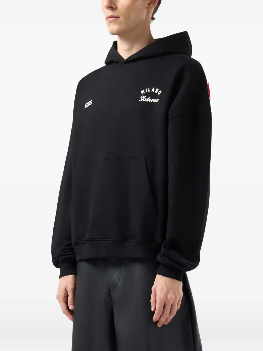 GCDS Hoodie met logoprint en trekkoord Zwart