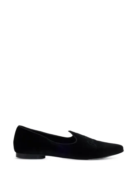 GCDS logo-embroidered velvet loafers