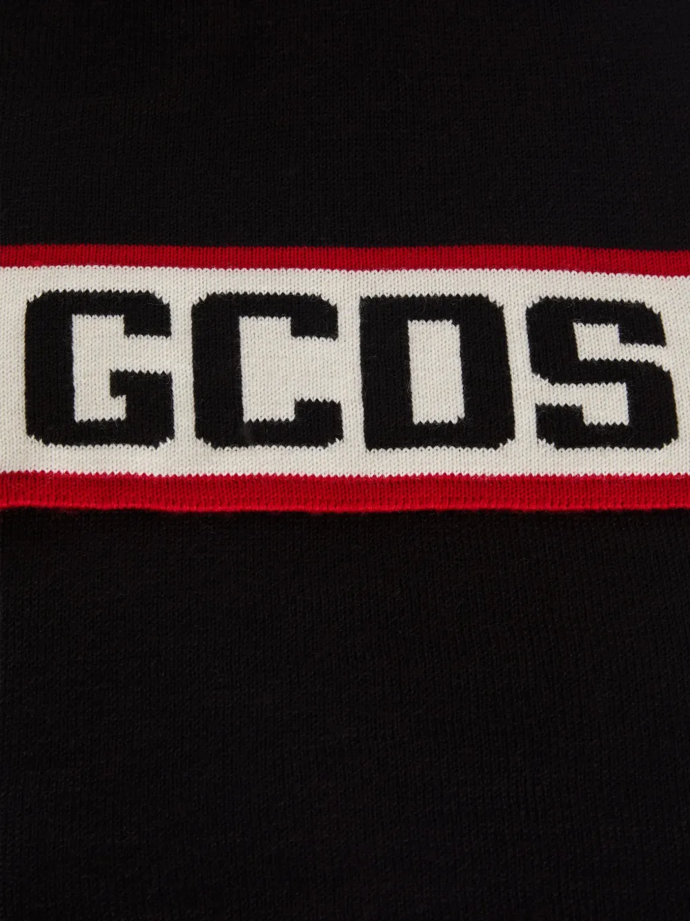 Gcds Kids Ribgebreide sjaal met logo-jacquard Zwart