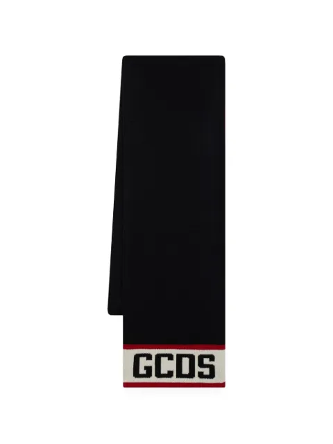 GCDS logo-jacquard ribbed-knit scarf