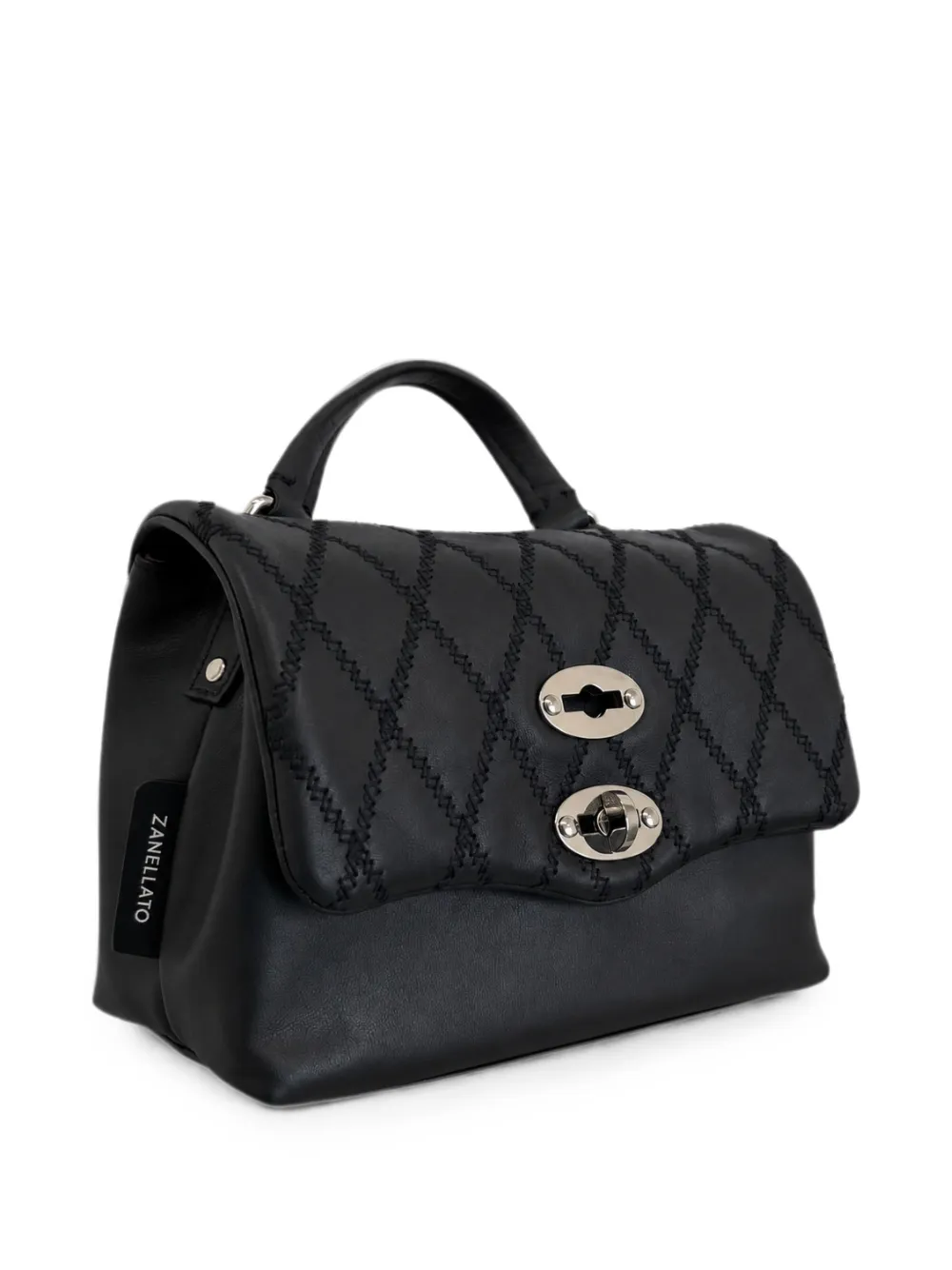 Zanellato Baby Postina shopper verfraaid met studs Zwart