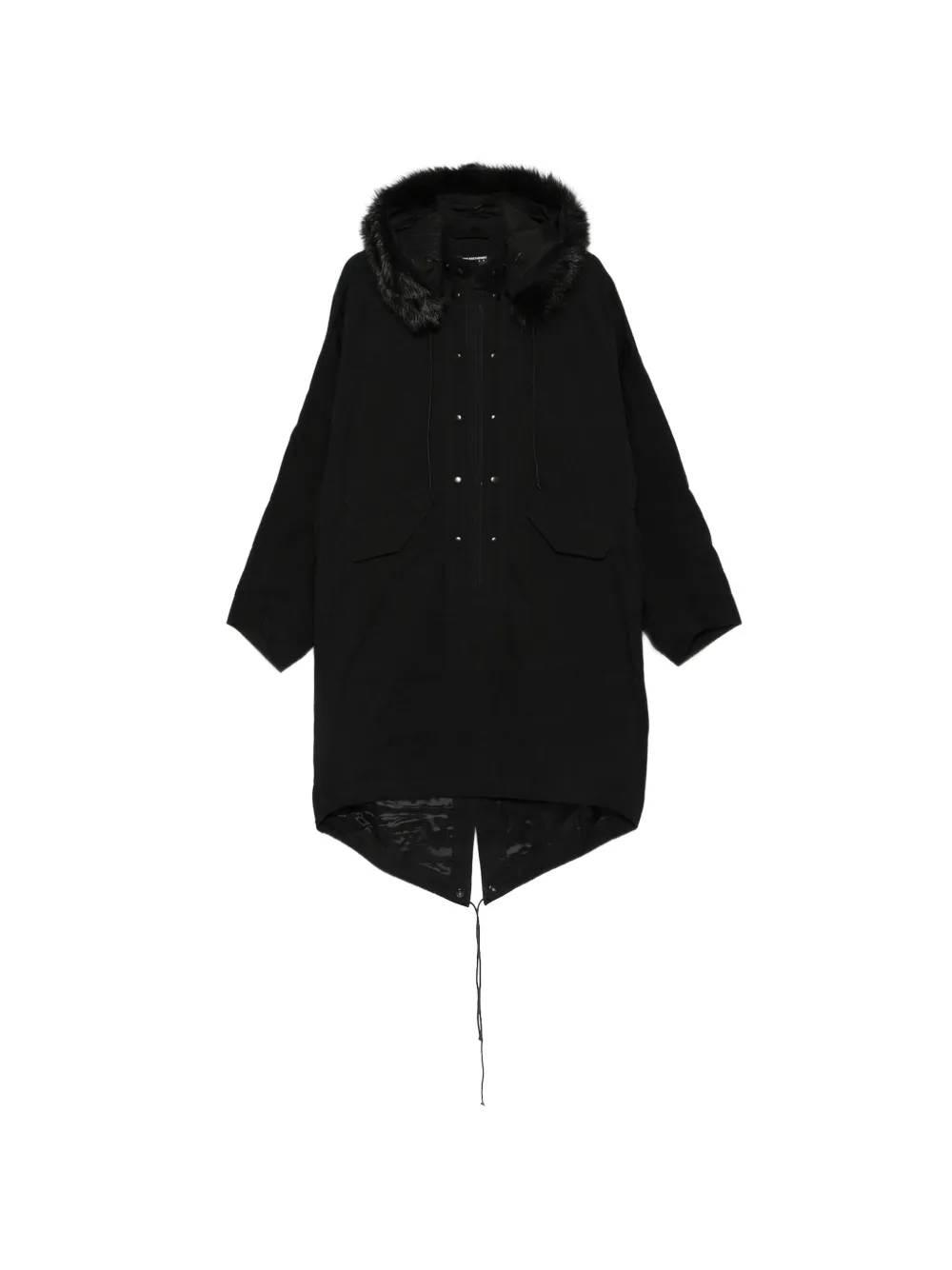 Kiko Kostadinov Bittern faux-fur trim hooded poncho