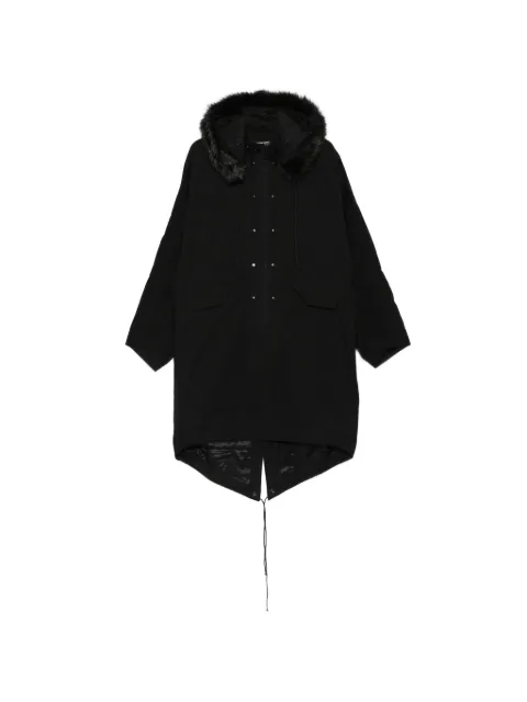Kiko Kostadinov Bittern faux-fur trim hooded poncho