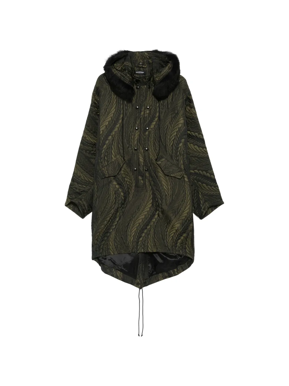 Kiko Kostadinov Bittern leaf-jacquard hooded poncho