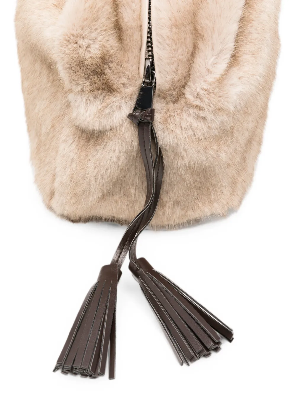 P.A.R.O.S.H. Clutch van imitatiebont Beige