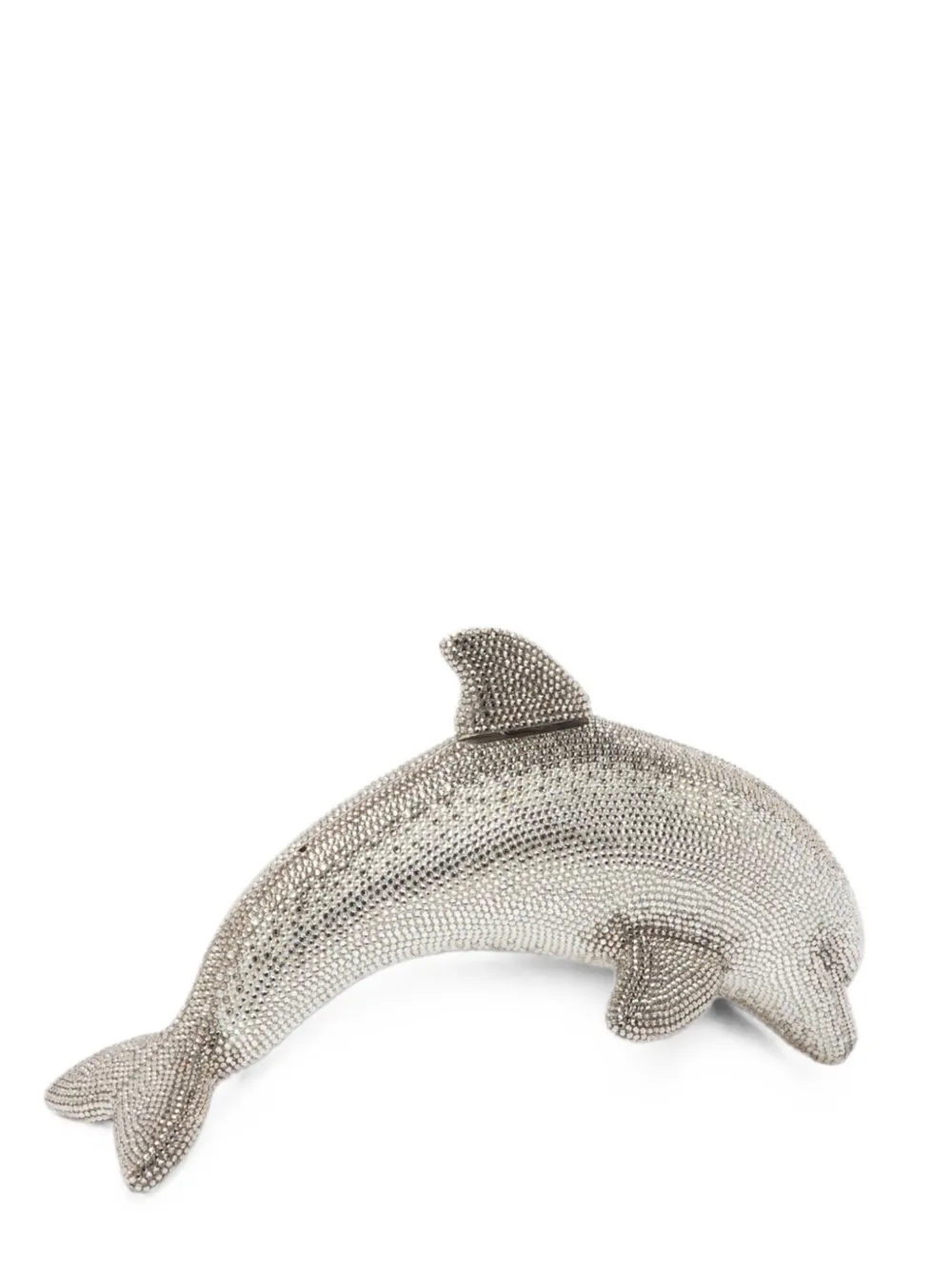 Judith Leiber crystal-embellished dolphin clutch bag - Silber