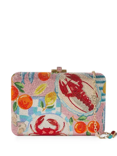 Judith Leiber Slim Slide Amalfi crystal-embellished seafood-motif clutch mini bag