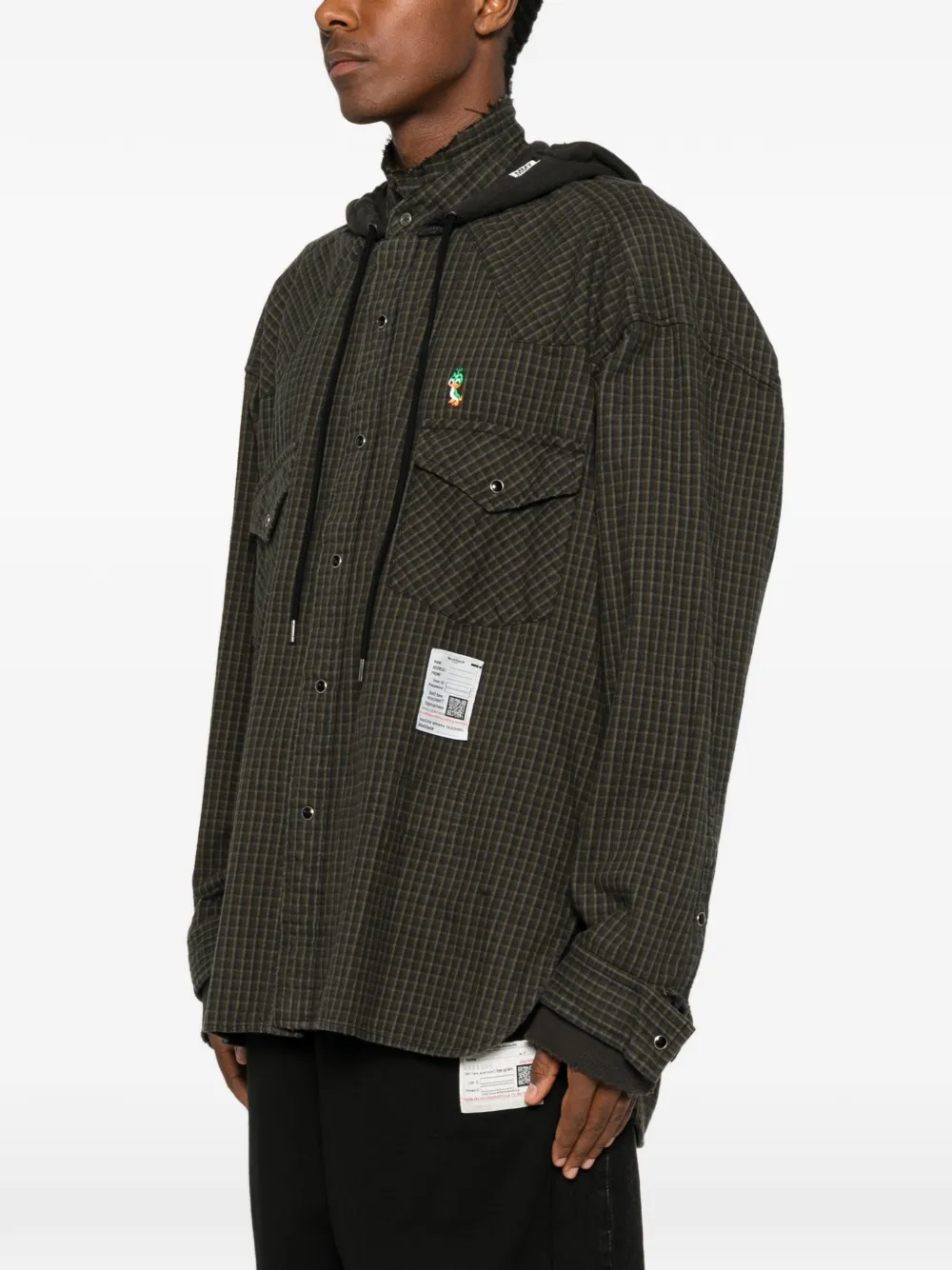 Maison MIHARA YASUHIRO Geruit overhemd met capuchon Groen