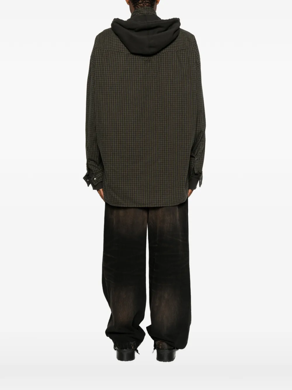 Maison MIHARA YASUHIRO Geruit overhemd met capuchon Groen
